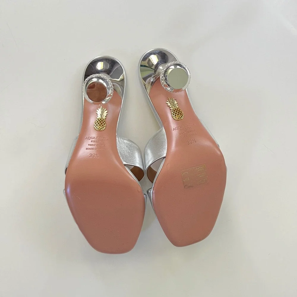 Aquazzura 10th Anniversary Yes Darling 95 Mule in Silver - Picture 10 of 13